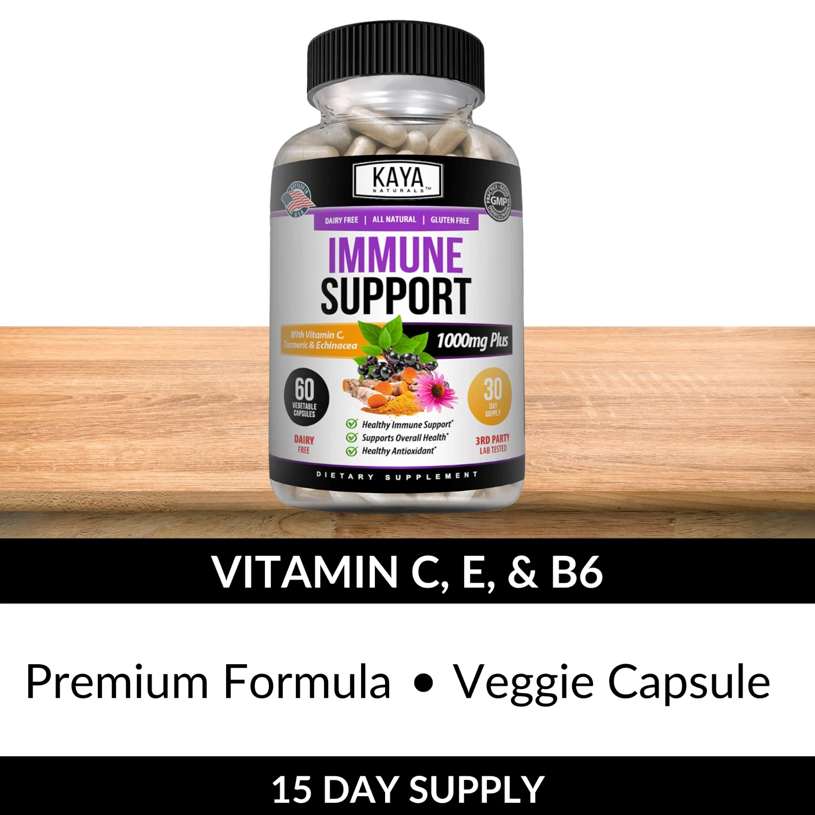 Image of Elderberry Immune Support Supplement – Vitamin C, Zinc, Probiotics & Echinacea