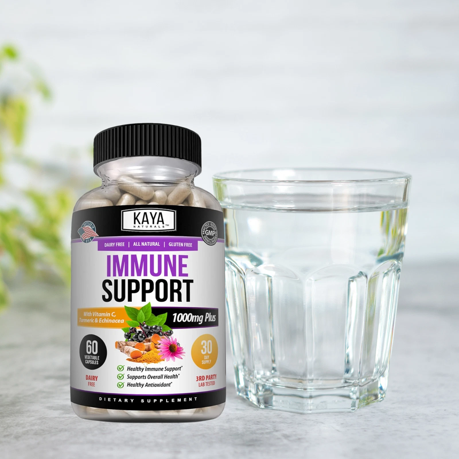 Image of Elderberry Immune Support Supplement – Vitamin C, Zinc, Probiotics & Echinacea