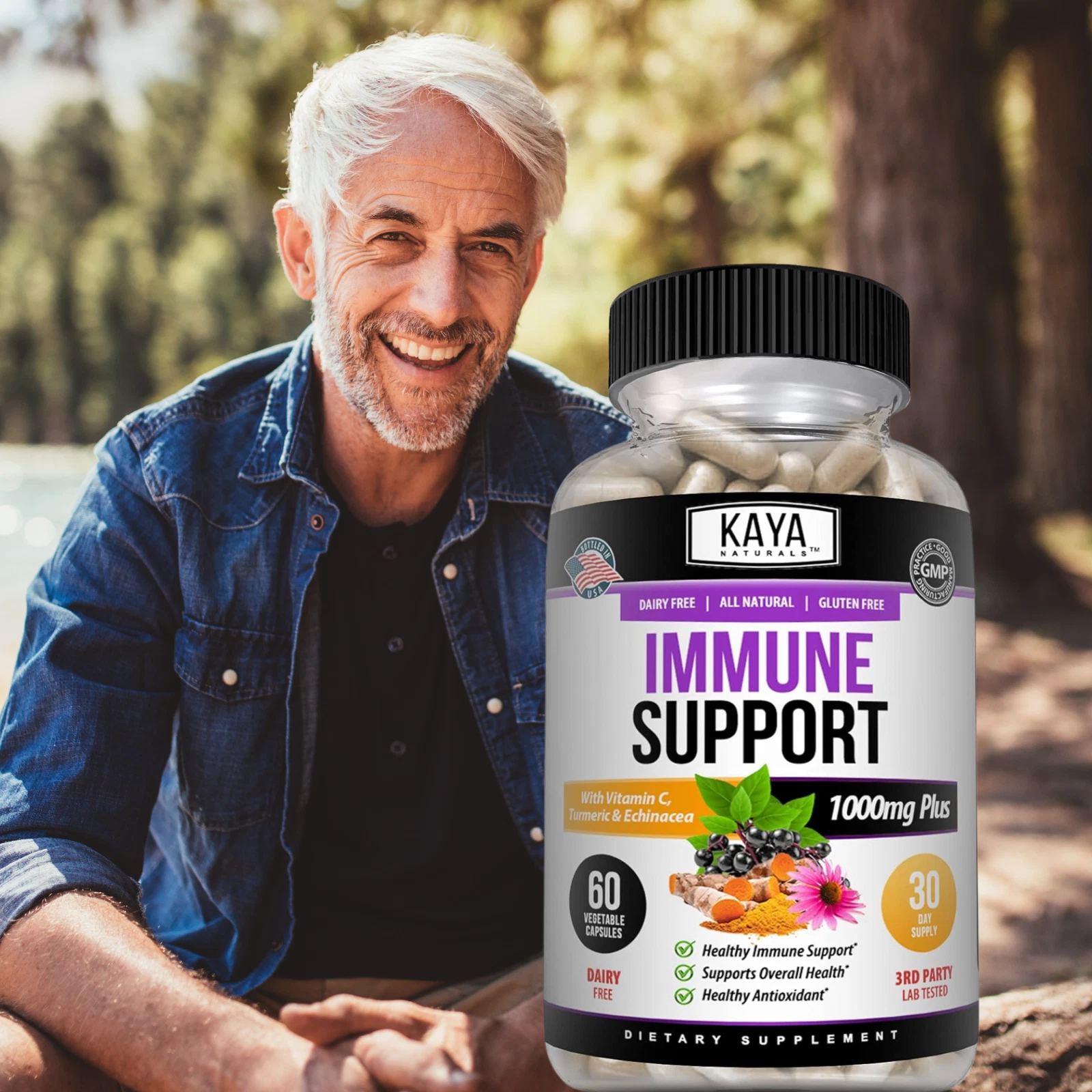 Image of Elderberry Immune Support Supplement – Vitamin C, Zinc, Probiotics & Echinacea