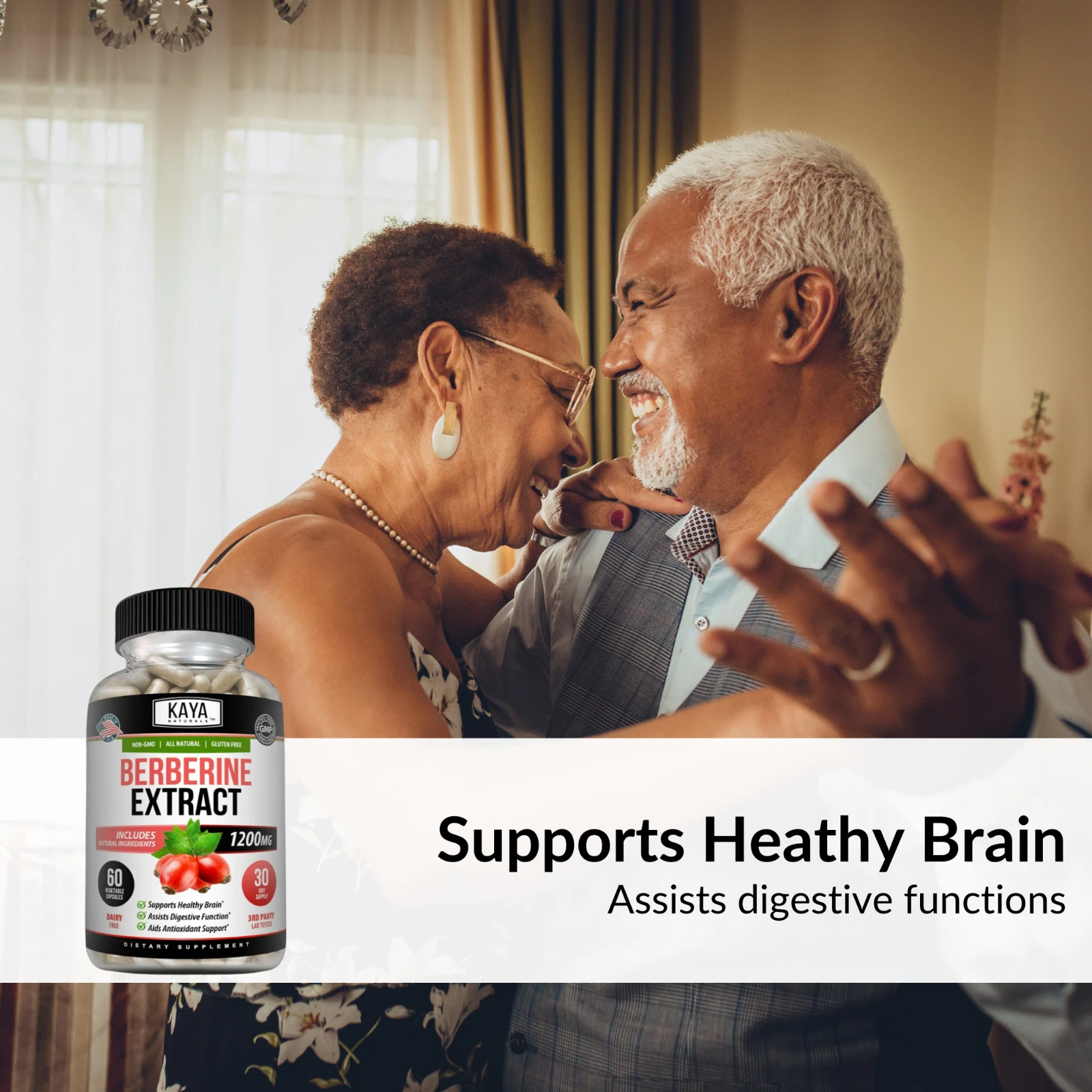 Image of Berberine HCL Supplement for Cholesterol & Glucose Support – 2 Pack, 60 Capsules