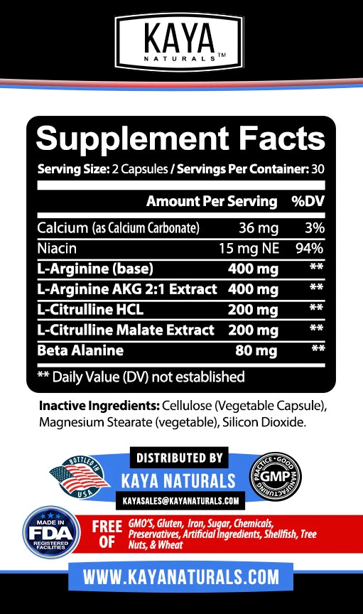 Image of L-Arginine Supplement for Nitric Oxide & Libido Support – Testosterone Booster, 60 Capsules
