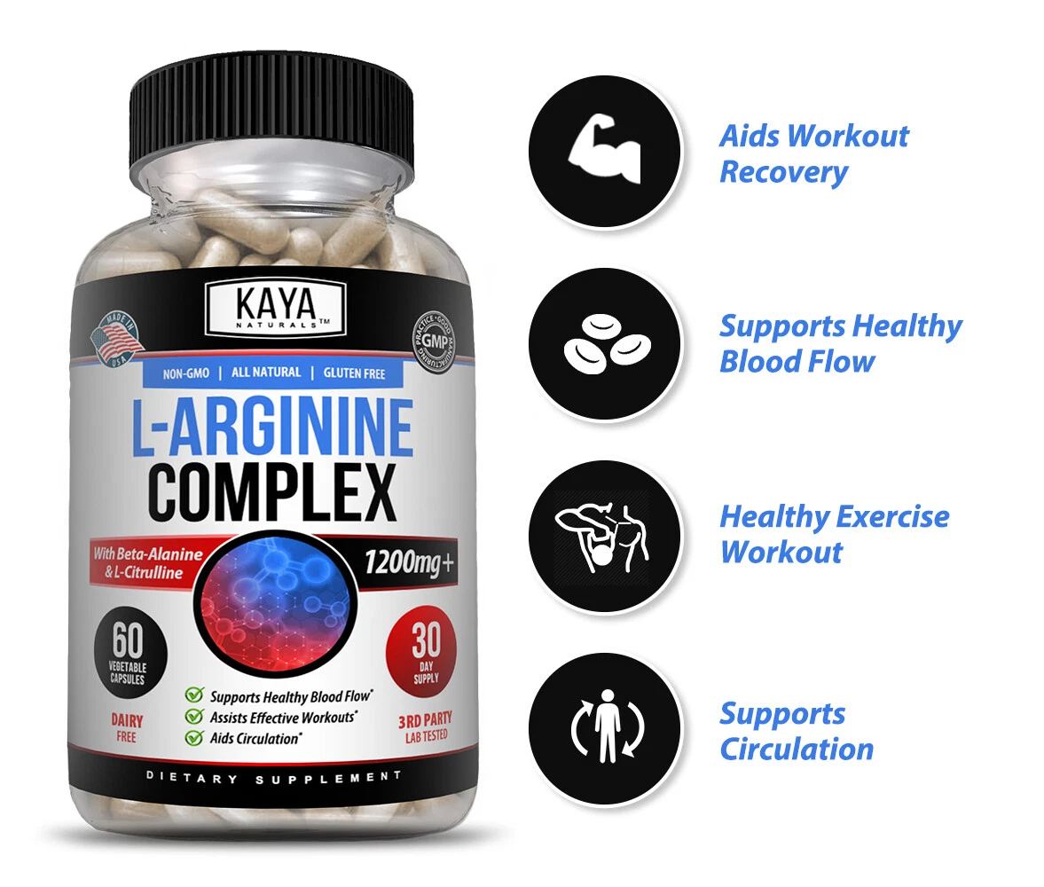 Image of L-Arginine Supplement for Nitric Oxide & Libido Support – Testosterone Booster, 60 Capsules