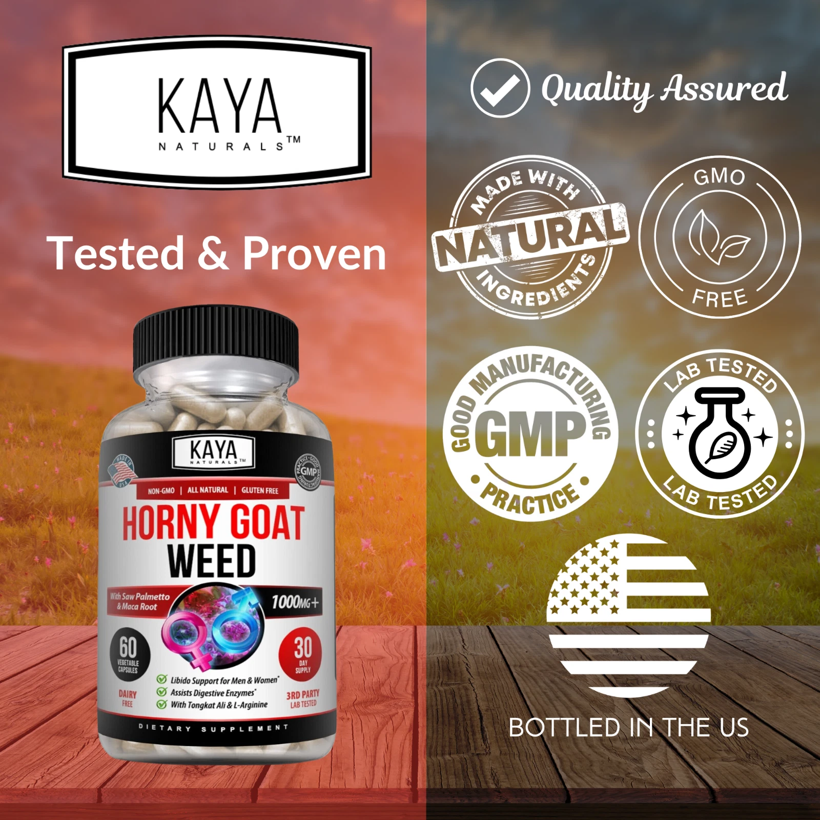 Image of Horny Goat Weed Supplement for Libido & Energy Support – Men & Women, 60 Capsules