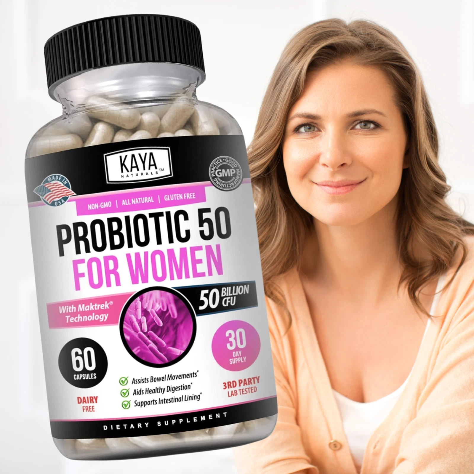 Image of Women's Probiotic Supplement for Digestive & Immune Support – 50 Billion CFU