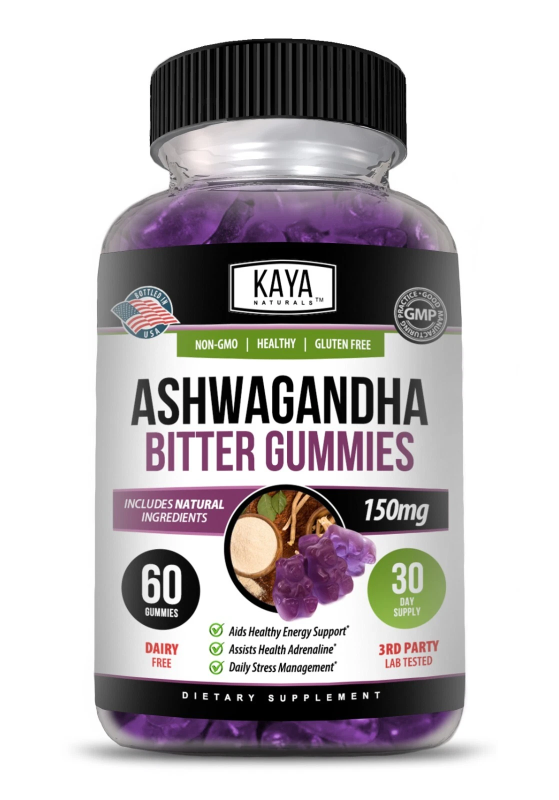 Image of Ashwagandha Gummies for Stress & Calm Support – 60ct, Natural Flavor
