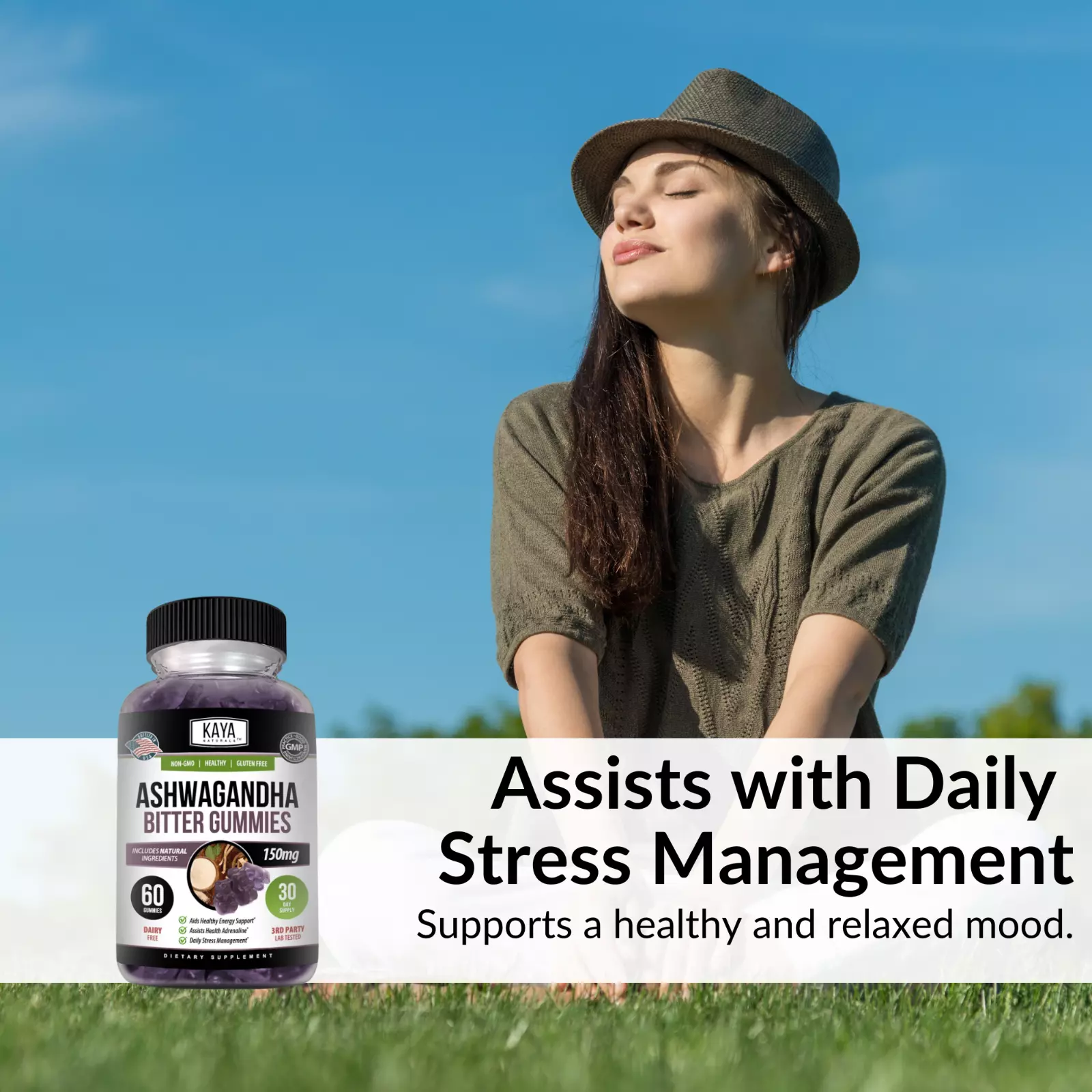 Image of Ashwagandha Gummies for Stress & Calm Support – 60ct, Natural Flavor
