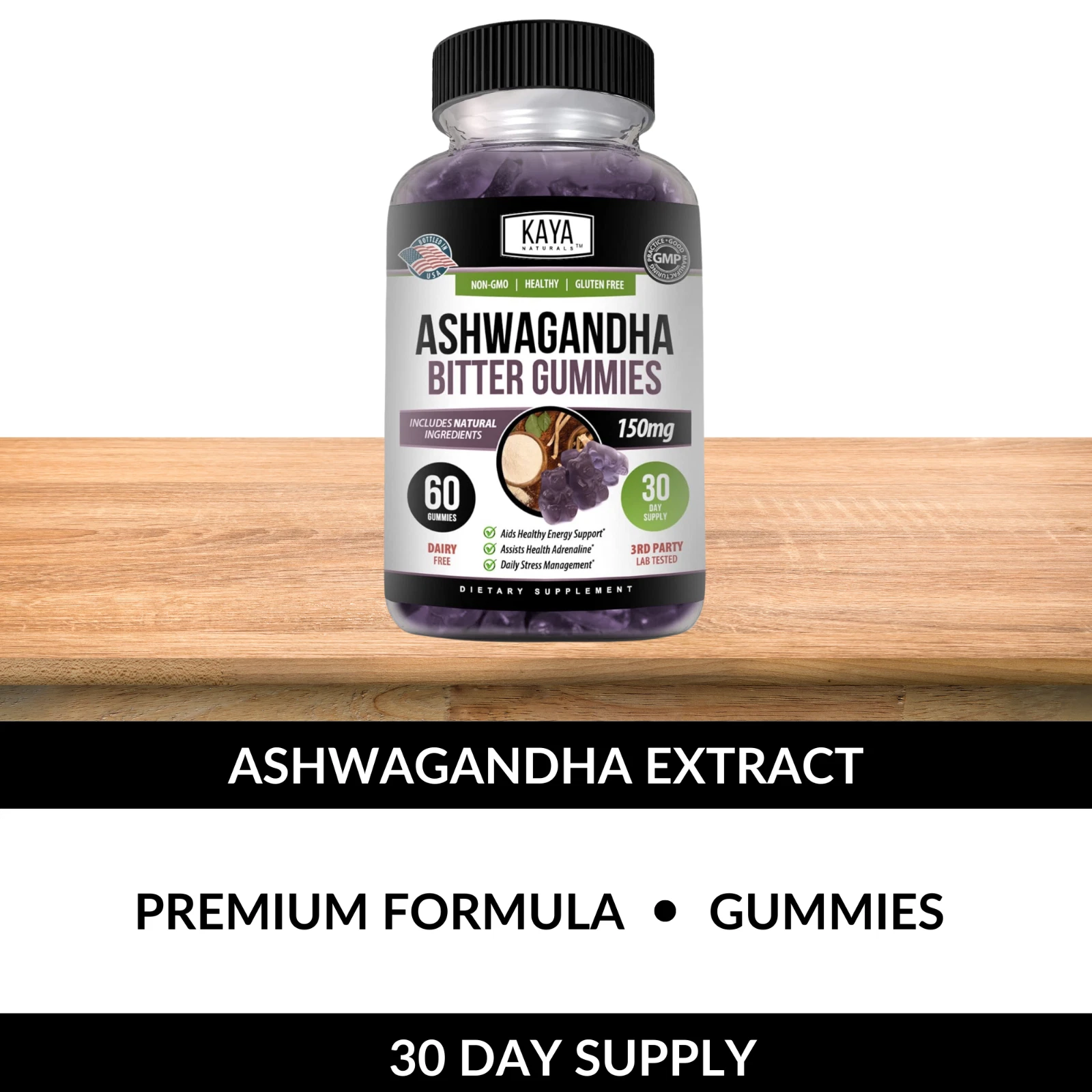 Image of Ashwagandha Gummies for Stress & Calm Support – 60ct, Natural Flavor