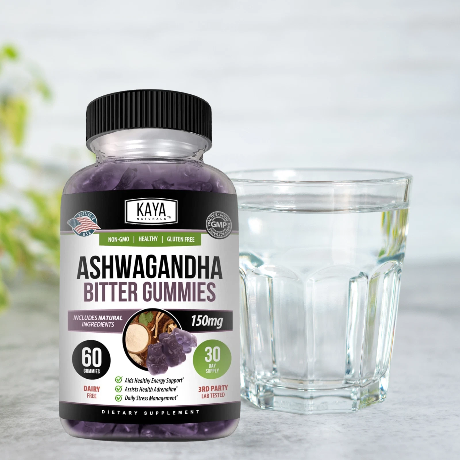 Image of Ashwagandha Gummies for Stress & Calm Support – 60ct, Natural Flavor