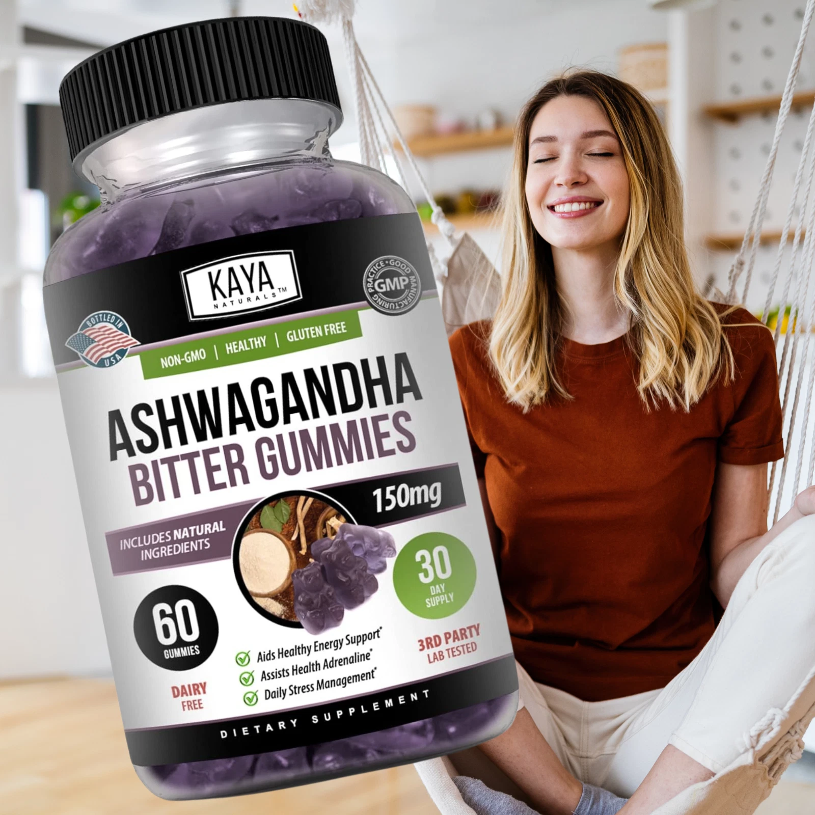 Image of Ashwagandha Gummies for Stress & Calm Support – 60ct, Natural Flavor