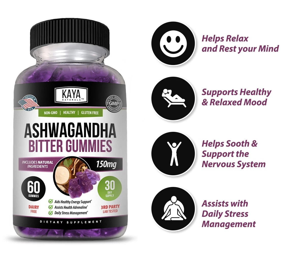 Image of Ashwagandha Gummies for Stress & Calm Support – 60ct, Natural Flavor