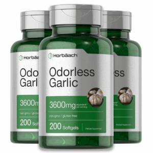 ( 3 Pack ) Odorless Garlic Pills 3600mg – Heart & Immune Support, 200 Softgels