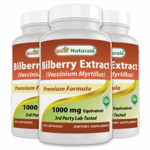 (3 Pack) Bilberry Capsules 1000 mg – Eye Health & Circulation Support – 90 Ct
